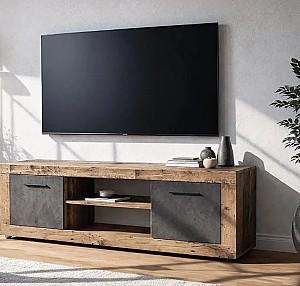 Tumba pentru televizor Mebel Elite Blago 140cm Stejar netratat (Maro)/Grafit