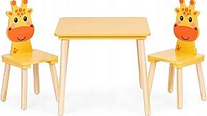 Masă de scris pentru copii Ecotoys 6162 Yellow/Natural