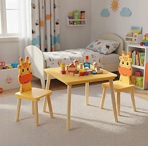 Masă de scris pentru copii Ecotoys 6162 Yellow/Natural