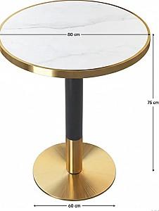 Masa Tempo Kondela Oren 80 White Marble/Gold
