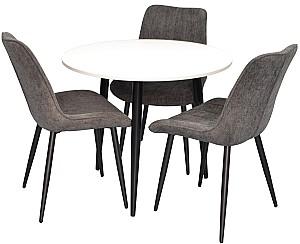 Set de masa si scaune Evelin DT 404-3 B + 3 scaune YTC-055 B / UF885-15 Dark Grey