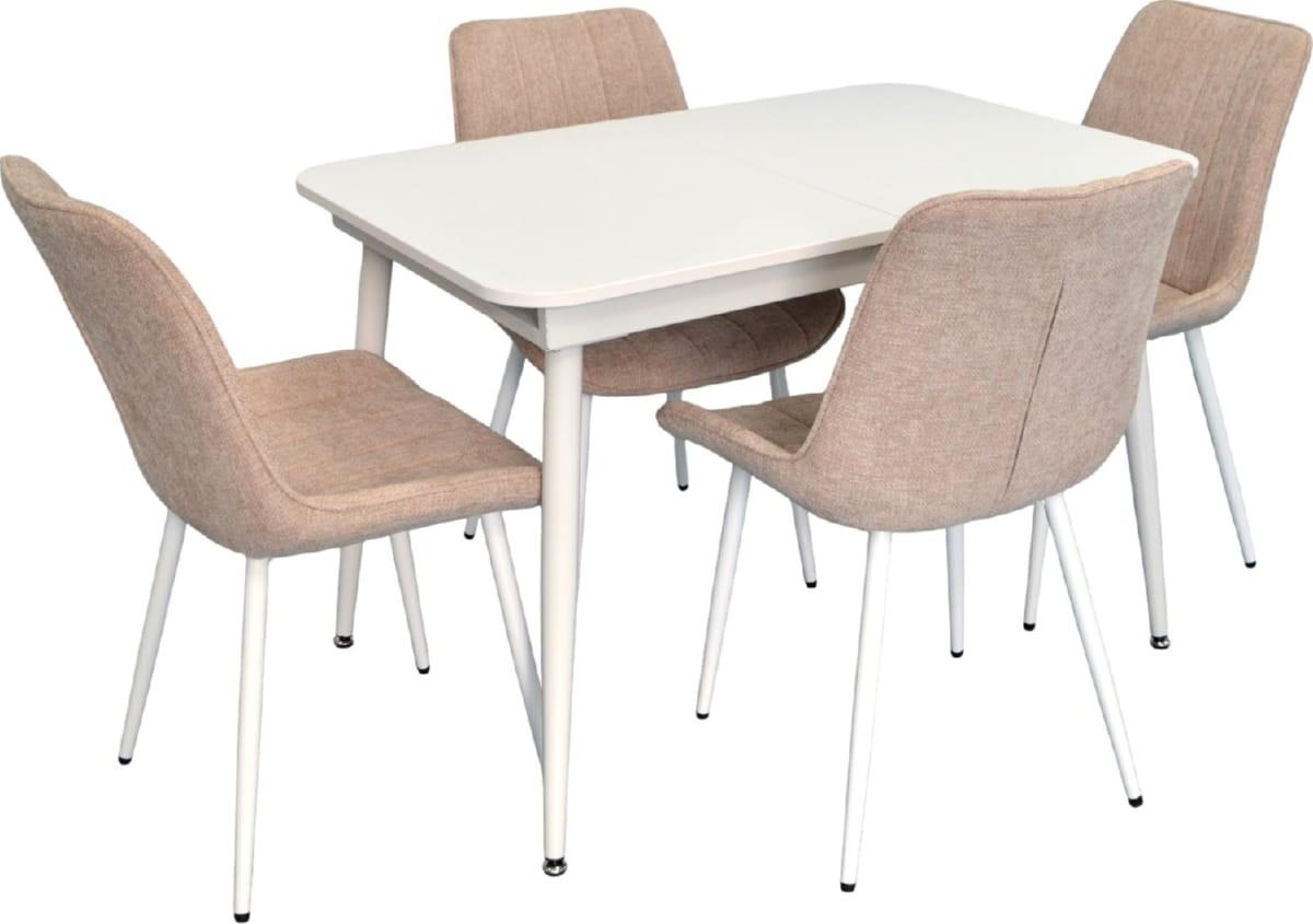 Set de masa si scaune Evelin DT 532R Wh + 4 scaune YTC-055 Wh / UF885-03 (Light Beige)