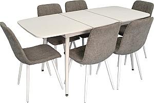 Set de masa si scaune Evelin DT 532R Wh + 6 scaune YTC-078 Wh / UF885-14 (Grey)