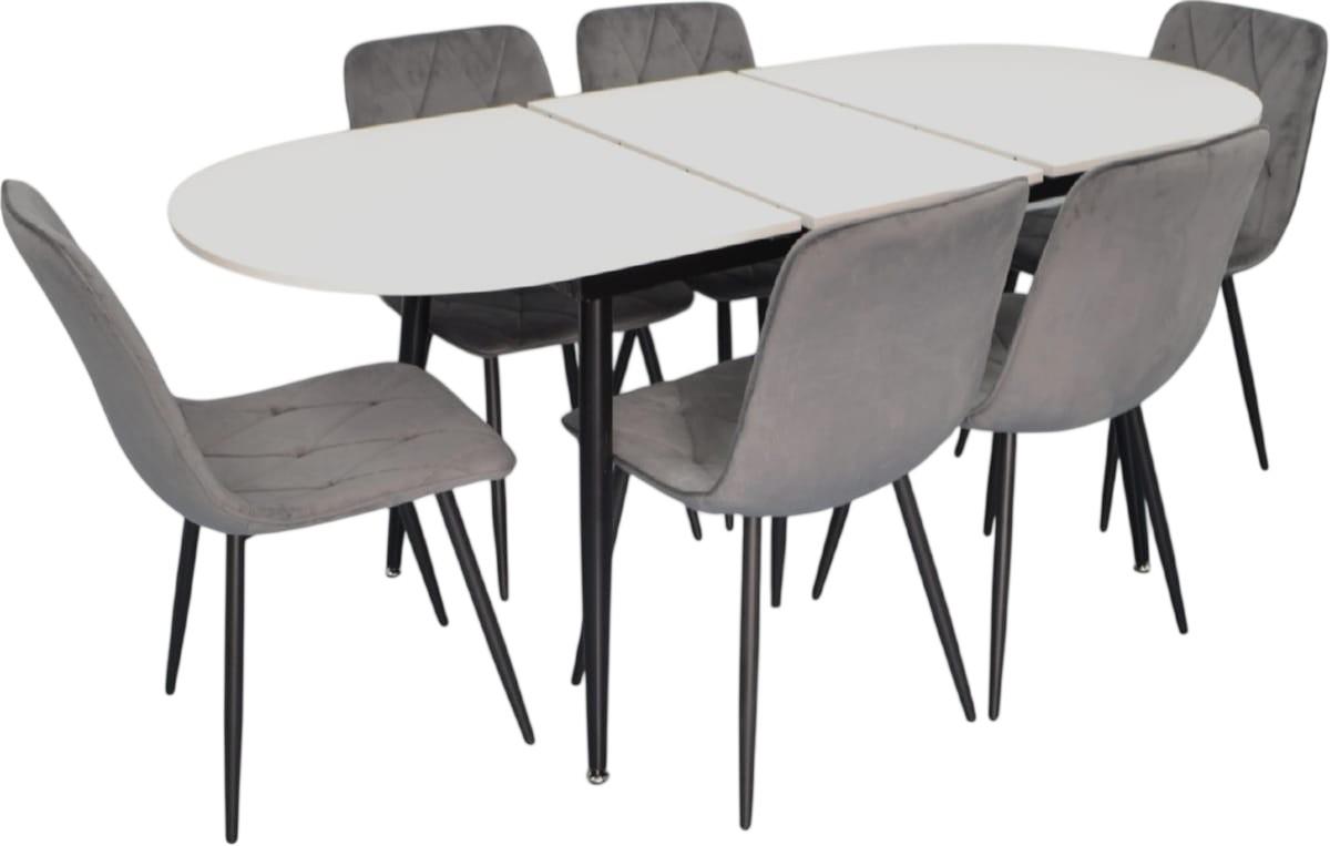 Set de masa si scaune Evelin DT 533R B + 6 scaune YTC-080 B / BLUVEL-14 (Dark Grey)