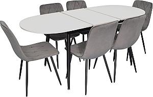 Set de masa si scaune Evelin DT 533R B + 6 scaune YTC-080 B / BLUVEL-14 (Dark Grey)