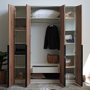 Dulap Fabrik Home Linia 1600 (cu oglindă) Frasin Alb / Stejar Ewok
