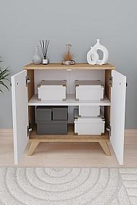 Comoda Nex Home Smyrna 64x30x67 cm Stejar/Alb