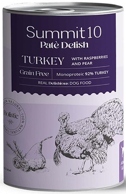 Hrana umeda pentru caini Summit 10 Adult dog turkey with raspberries and pear 400g