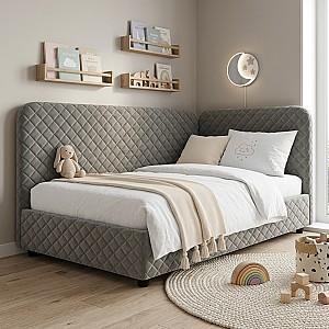 Pat copii Aurus Sabrina 90x200 Gri + Saltea Salt Confort Clasic 90x200