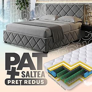 Pat Aurus Lorena 160x200 Gri + Saltea Salt Confort Clasic 160x200