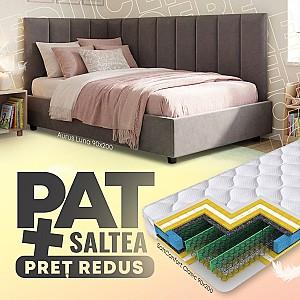 Pat copii Aurus Luna (stanga) 90x200 + Saltea Salt Confort Clasic 90x200