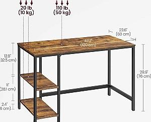 Masa de birou Vasagle LWD47X Rustic Brown/Black