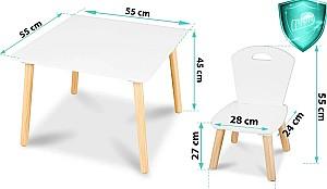 Masă de scris pentru copii RicoKids RC-848 White/Natural