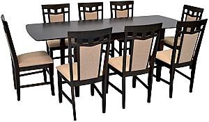 Set de masa si scaune Evelin HV-27V Chocolate + 8 scaune Deepa R Chocolate / NV-3WP Beige