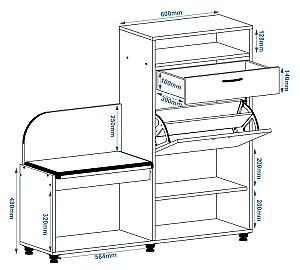 Dulap pentru incaltaminte Pehotin B-5 Nuc/Cafea