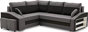 Canapea coltar Magnifico Meble Grande Right Shelf/Left Puffs Bonell Mikrofaza 27/Mikrofaza 15 Left Gri/Negru