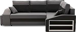 Canapea coltar Magnifico Meble Grande Right Shelf/Left Puffs Bonell Mikrofaza 27/Mikrofaza 15 Left Gri/Negru