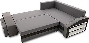 Canapea coltar Magnifico Meble Grande Right Shelf/Left Puffs Bonell Mikrofaza 27/Mikrofaza 15 Left Gri/Negru