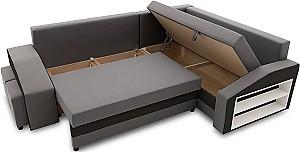 Canapea coltar Magnifico Meble Grande Right Shelf/Left Puffs Bonell Mikrofaza 27/Mikrofaza 15 Left Gri/Negru