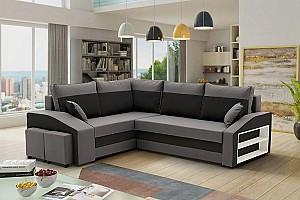 Canapea coltar Magnifico Meble Grande Right Shelf/Left Puffs Bonell Mikrofaza 27/Mikrofaza 15 Left Gri/Negru