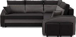 Canapea coltar Magnifico Meble Grande Left Shelf/Right Puffs Bonell Mikrofaza 15/Mikrofaza 27 Right Negru/Gri