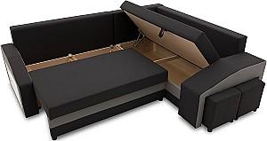 Canapea coltar Magnifico Meble Grande Left Shelf/Right Puffs Bonell Mikrofaza 15/Mikrofaza 27 Right Negru/Gri