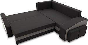 Canapea coltar Magnifico Meble Grande Left Shelf/Right Puffs Bonell Mikrofaza 15/Mikrofaza 27 Right Negru/Gri