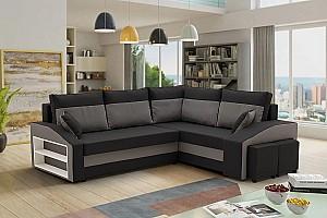 Canapea coltar Magnifico Meble Grande Left Shelf/Right Puffs Bonell Mikrofaza 15/Mikrofaza 27 Right Negru/Gri