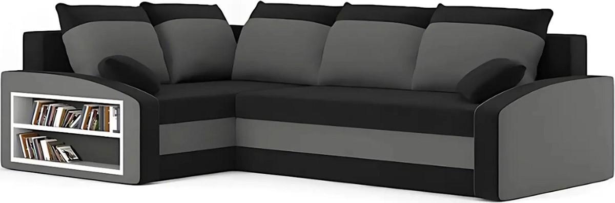 Canapea coltar Magnifico Meble Grande Left Shelf Bonell Mikrofaza 15/Mikrofaza 27 Left Negru/Gri