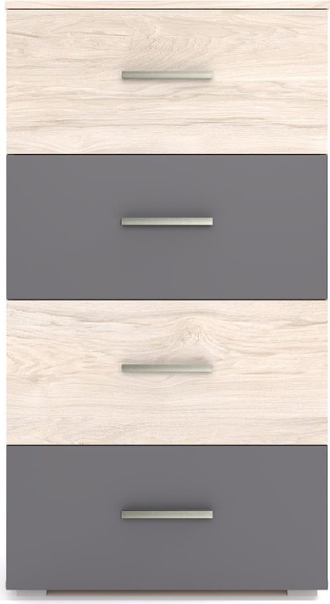 Comoda Yasen Bari 4S Hykory Rockford Deschis / Grafit Gri