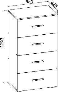 Comoda Yasen Bari 4S Hykory Rockford Deschis / Grafit Gri