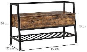 Raft pentru incaltaminte HomCom 837-174 Rustic (Maro)/Negru