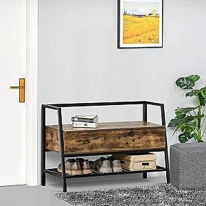 Raft pentru incaltaminte HomCom 837-174 Rustic (Maro)/Negru