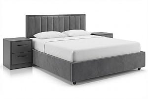 Set dormitor Alcantara Pulsar 160x200 Gri Inchis + Noptiere PAL Gri Inchis + Saltea Salt Confort Clasic 160x200