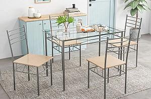 Set de masa si scaune Costway HW66274 1+4 Natural (Bej)/Argintiu