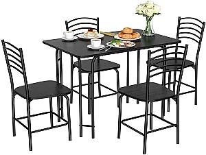 Set de masa si scaune Costway HW66275 1+4 Negru