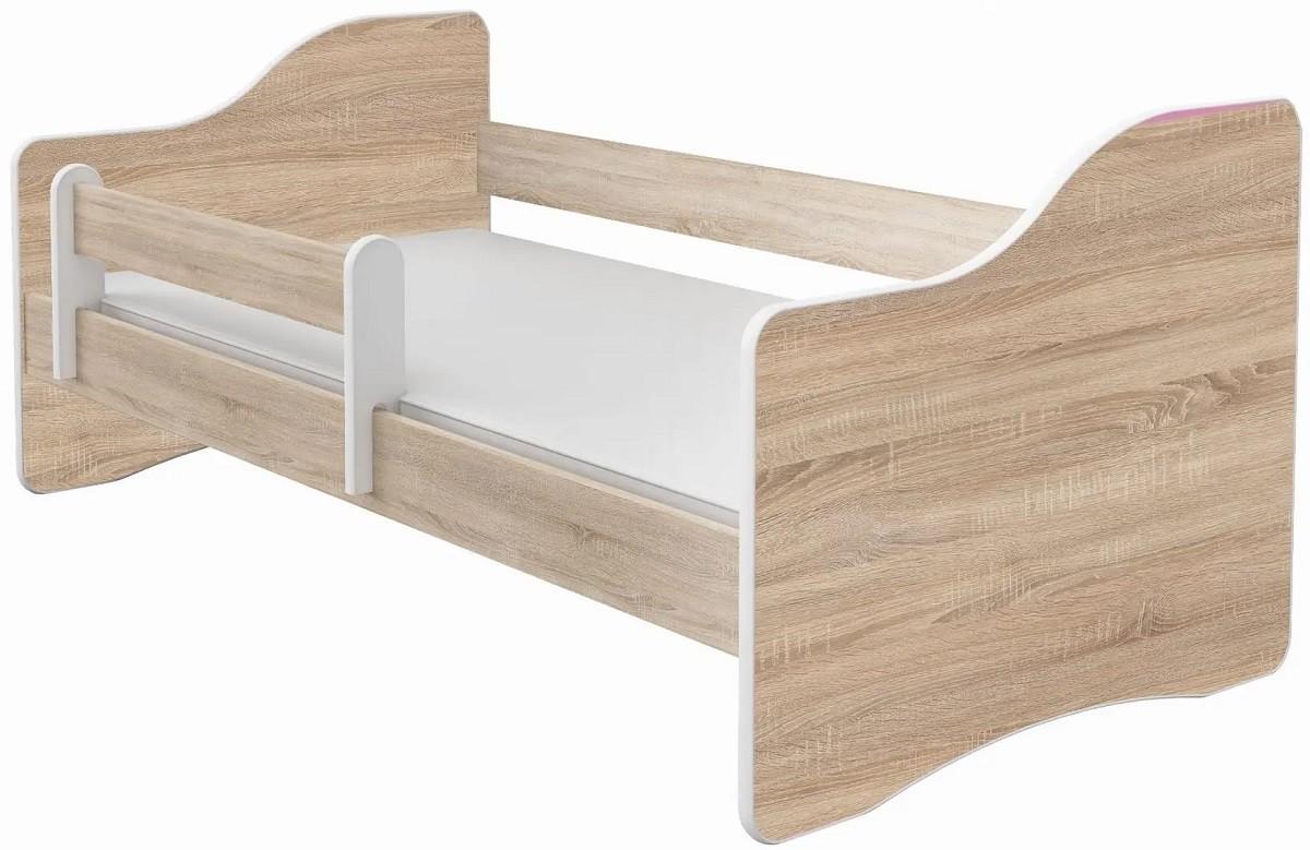 Pat copii Acma Meble III Happy 80x160 bariera/saltea 7cm Stejar Sonoma (Bej)