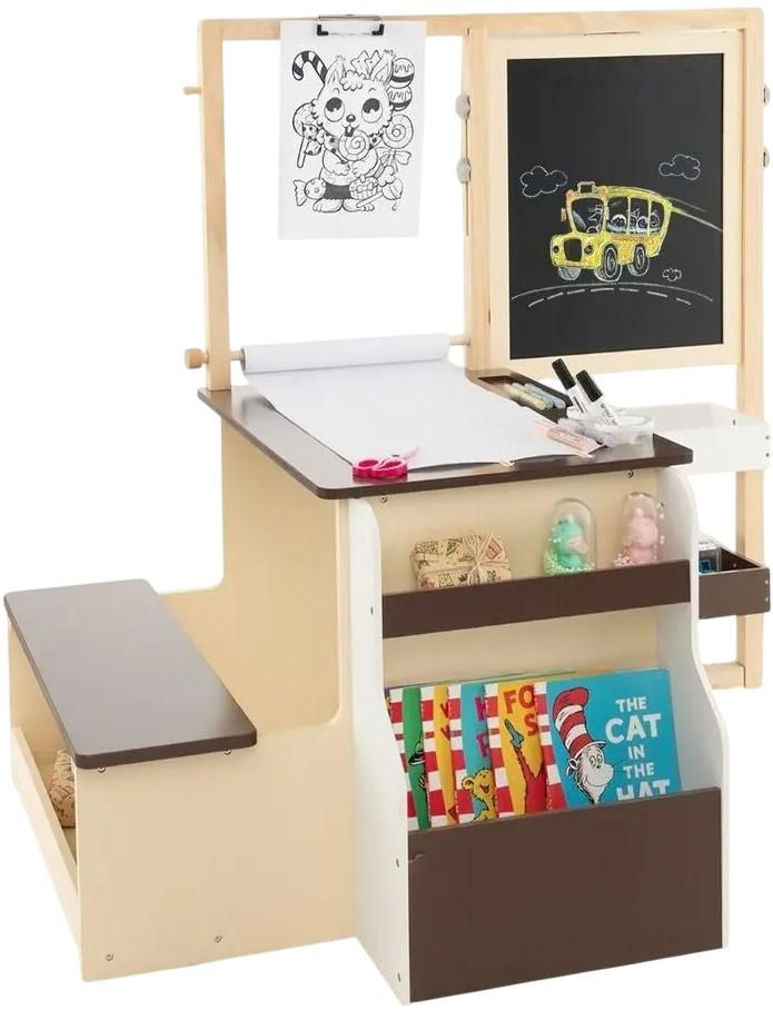 Masă de scris pentru copii Costway TM10078CF Maro/Bej