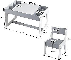 Masă de scris pentru copii Costway HY10473HB Gri/Alb