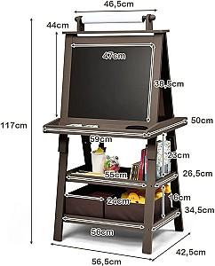 Tabla de scris pentru copii Costway TY327442CF Coffee Brown