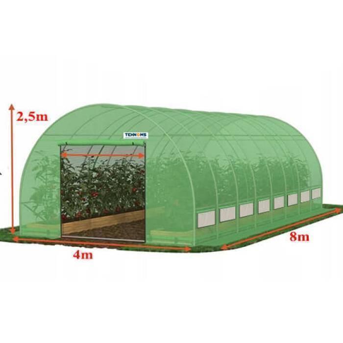 Seră de tip tunel Tehno Ms 8x4x2.5m / Ø32mm / 2 uși