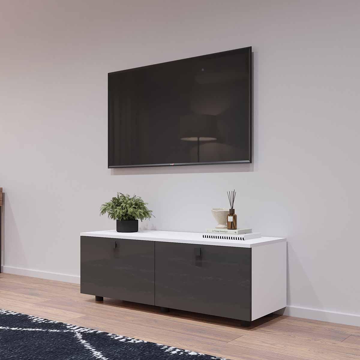 Tumba pentru televizor Mobildor Lux ZEN 1.2m Alb/Antracit