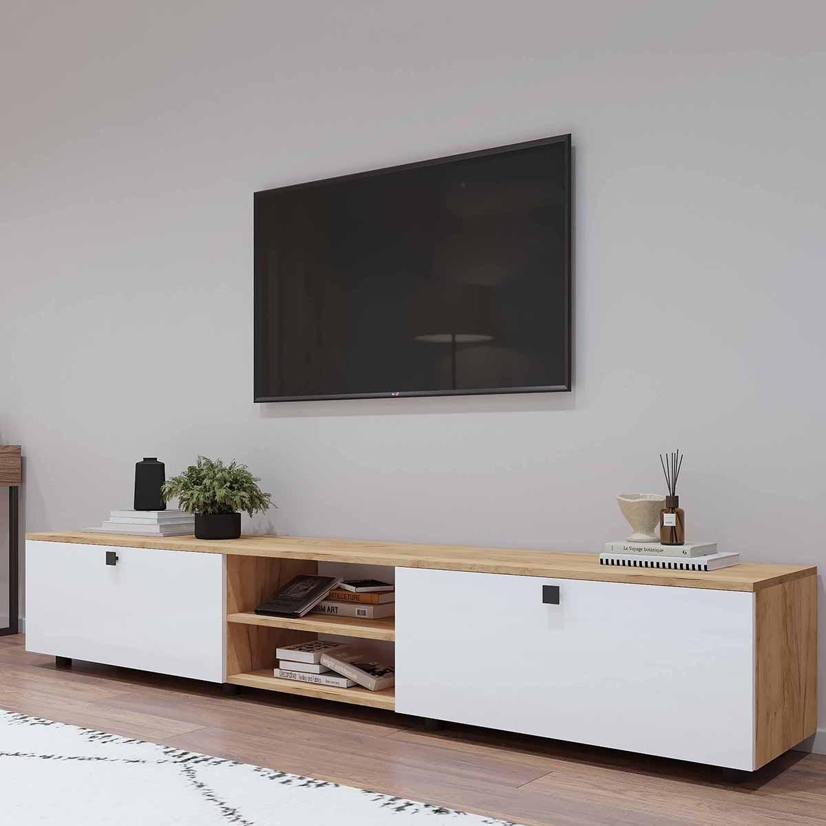 Tumba pentru televizor Mobildor Lux ZEN 2.4m Sonoma/Alb