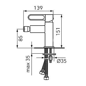 Baterie pentru bideu FDESIGN Zaffiro Gun Metal FD1-ZFR-6-04