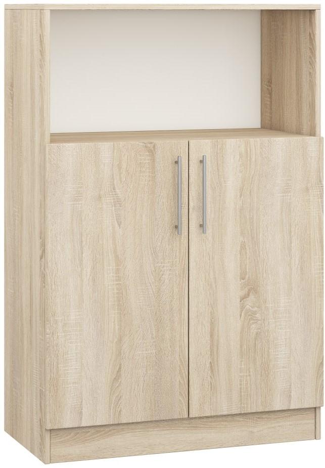 Comoda Mobildor Lux Practik semi-deschisa cu polite (80x40x120H cm) Sonoma