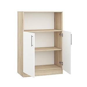 Comoda Mobildor Lux Practik semi-deschisa cu polite (80x40x120H cm) Sonom/Alb
