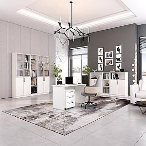 Comoda Mobildor Lux Practik semi-deschisa cu polite (80x40x120H cm) Alb