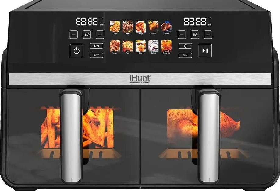 Friteuza cu aer cald iHunt Bro Dual 10L Black/Inox