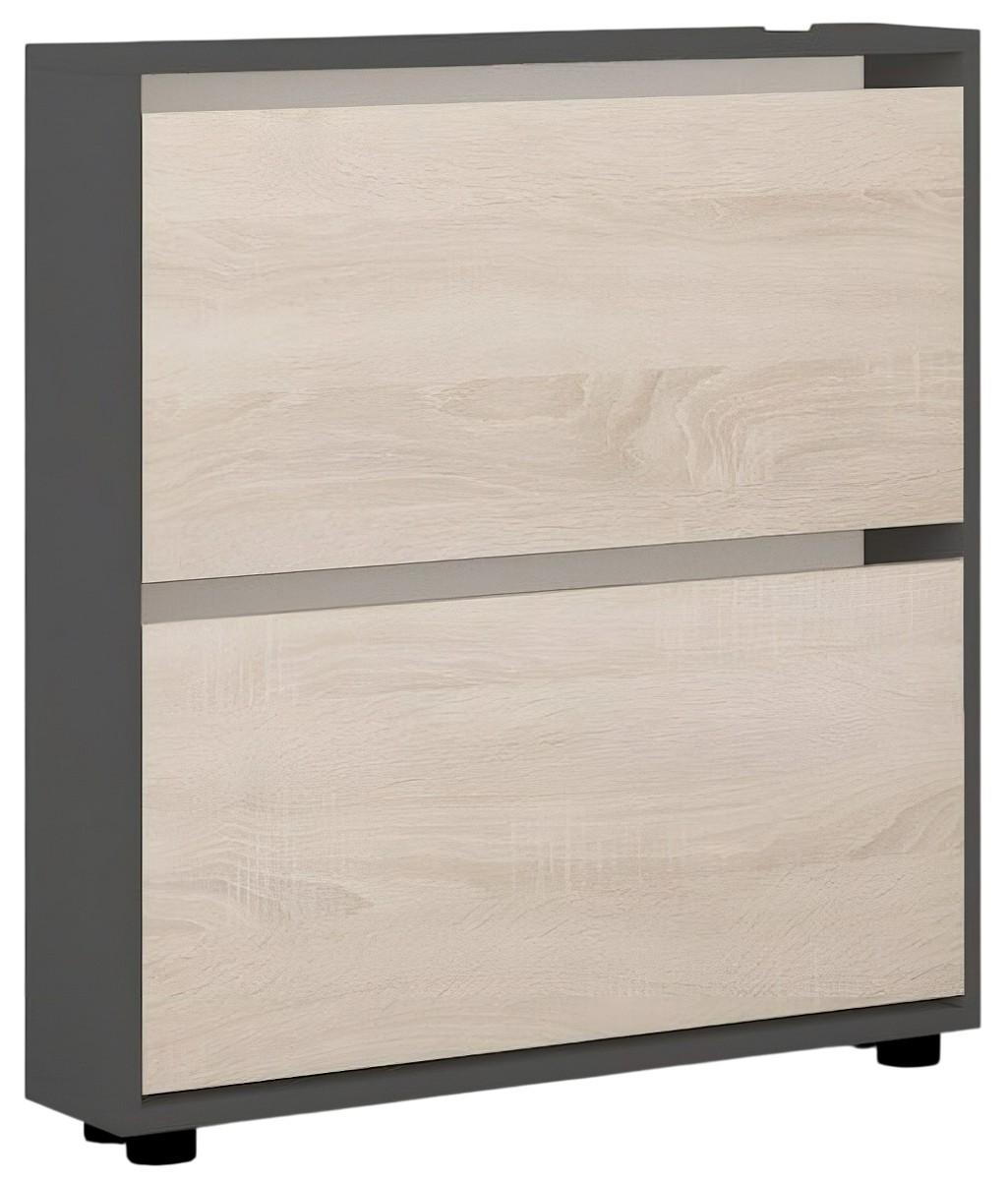 Dulap pentru incaltaminte Mobildor Lux Leo Slim (50x16x86H cm) Antracit/Sonoma