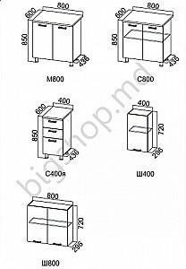 Set mobila bucatarie SV-Mebel Indi 2.0m (Grey stone/Grey)